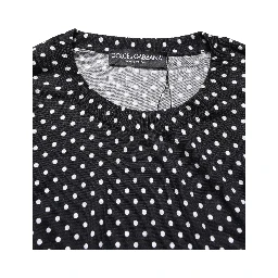 Black Polka Dot Crew Neck Pullover Sweater