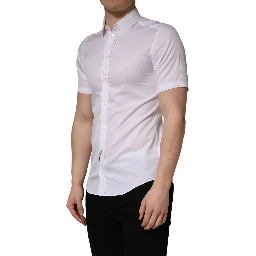 White Cotton Short Sleeves Button Down Shirt