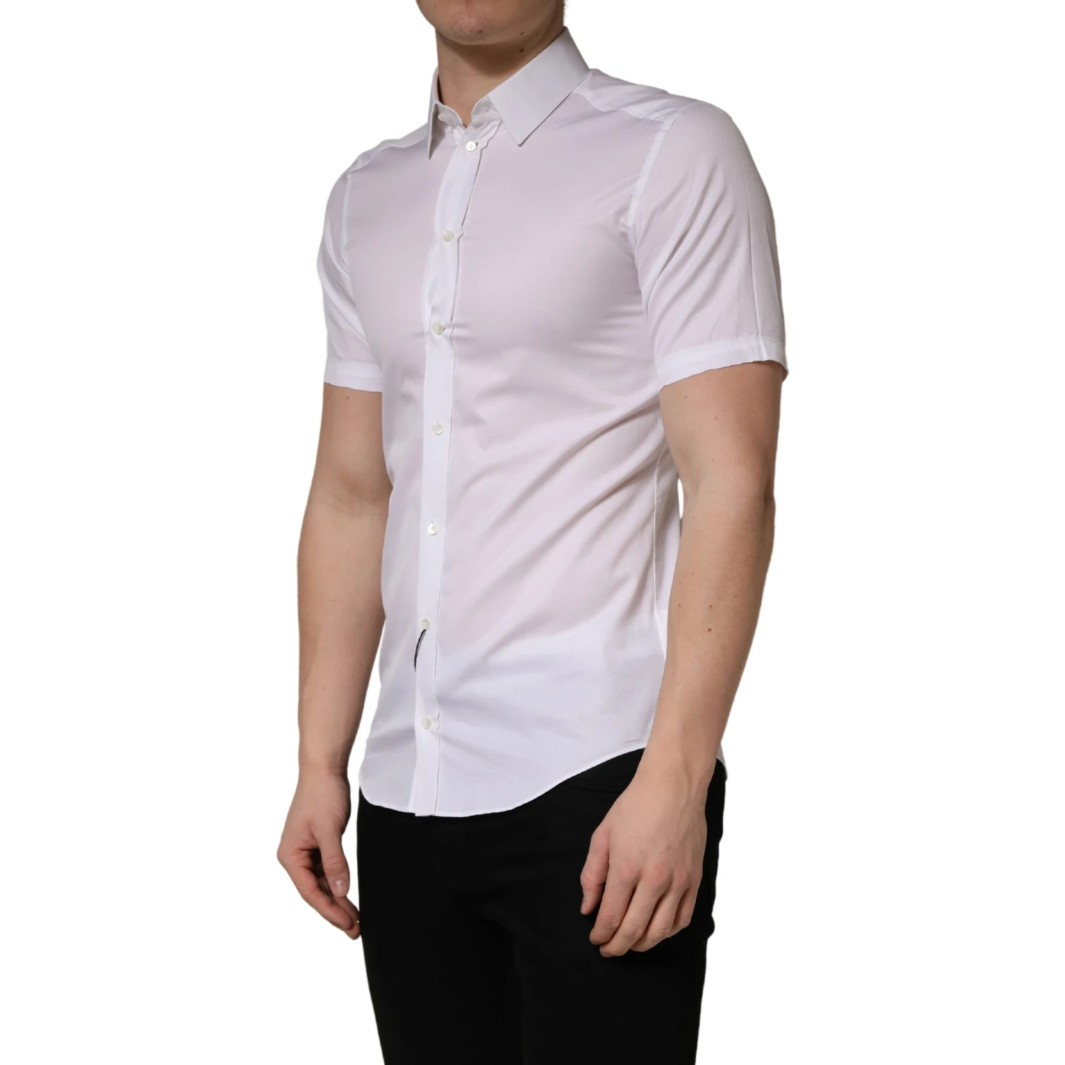 White Cotton Short Sleeves Button Down Shirt