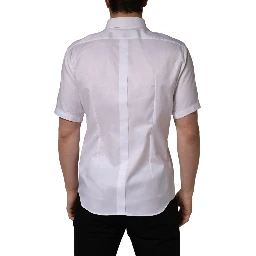 White Cotton Short Sleeves Button Down Shirt