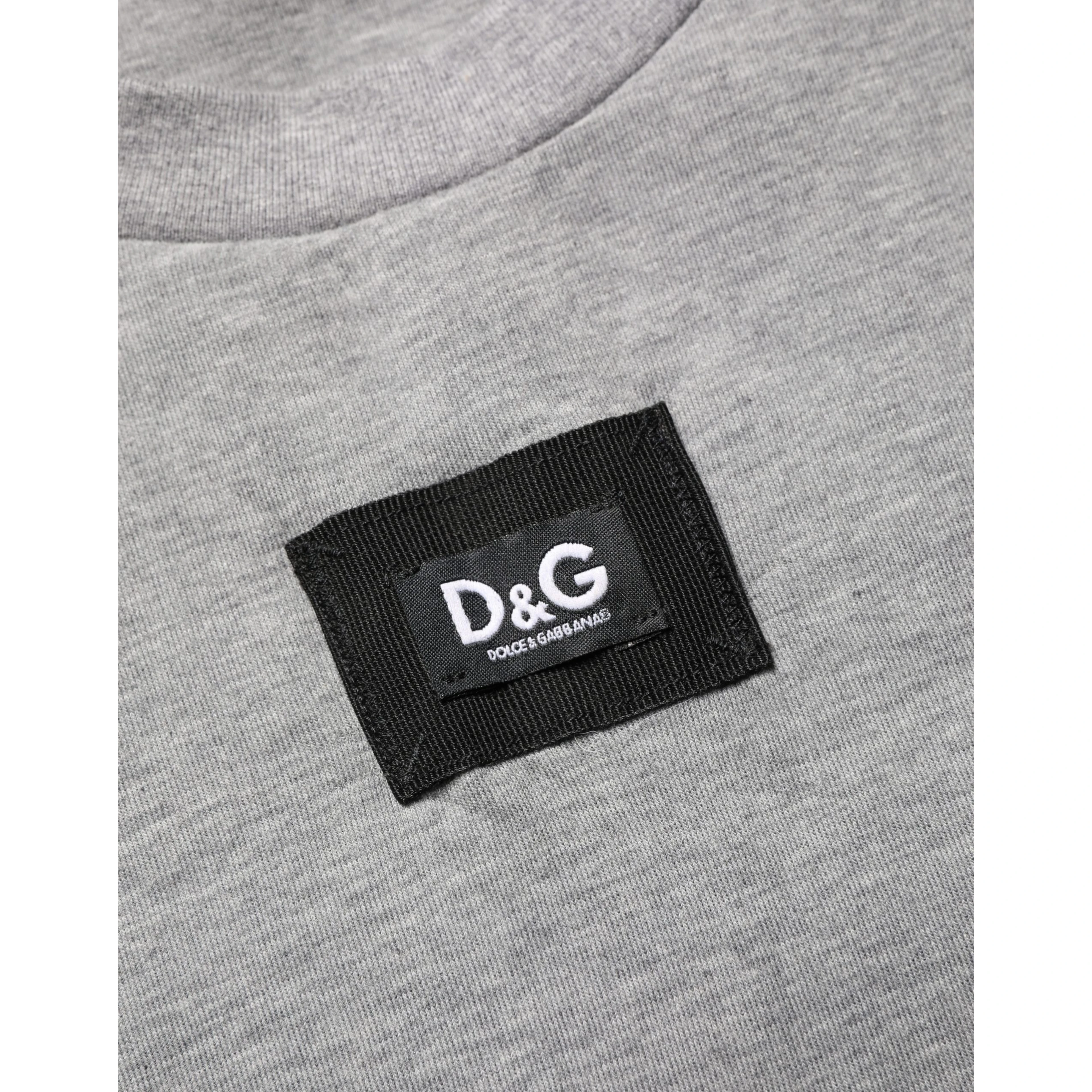 Gray Cotton Logo Appliqué CrewNeck T-shirt