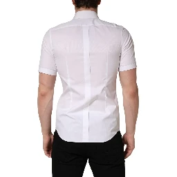 White Cotton Short Sleeves Button Down Shirt