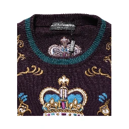 Bordeaux Cashmere Crown Embroidered Sweater