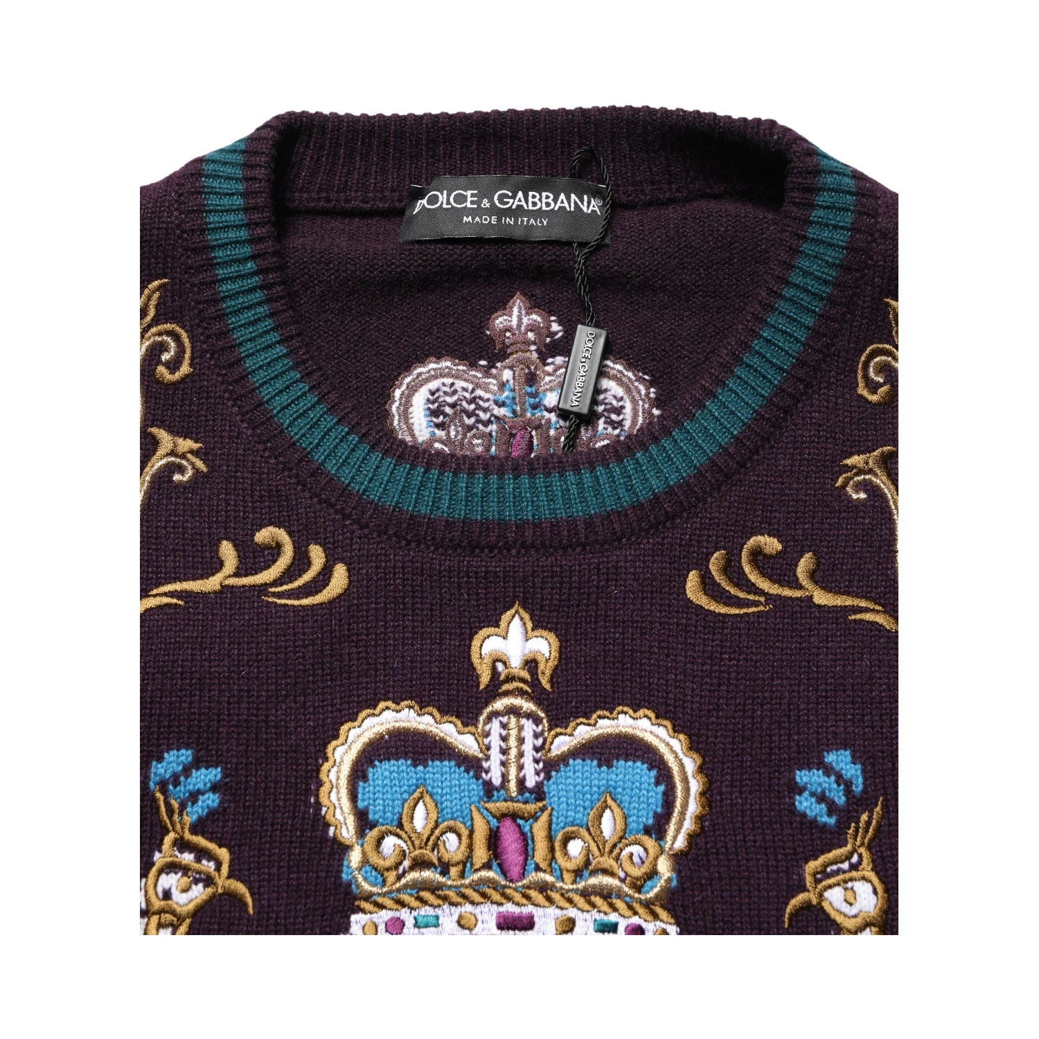 Bordeaux Cashmere Crown Embroidered Sweater
