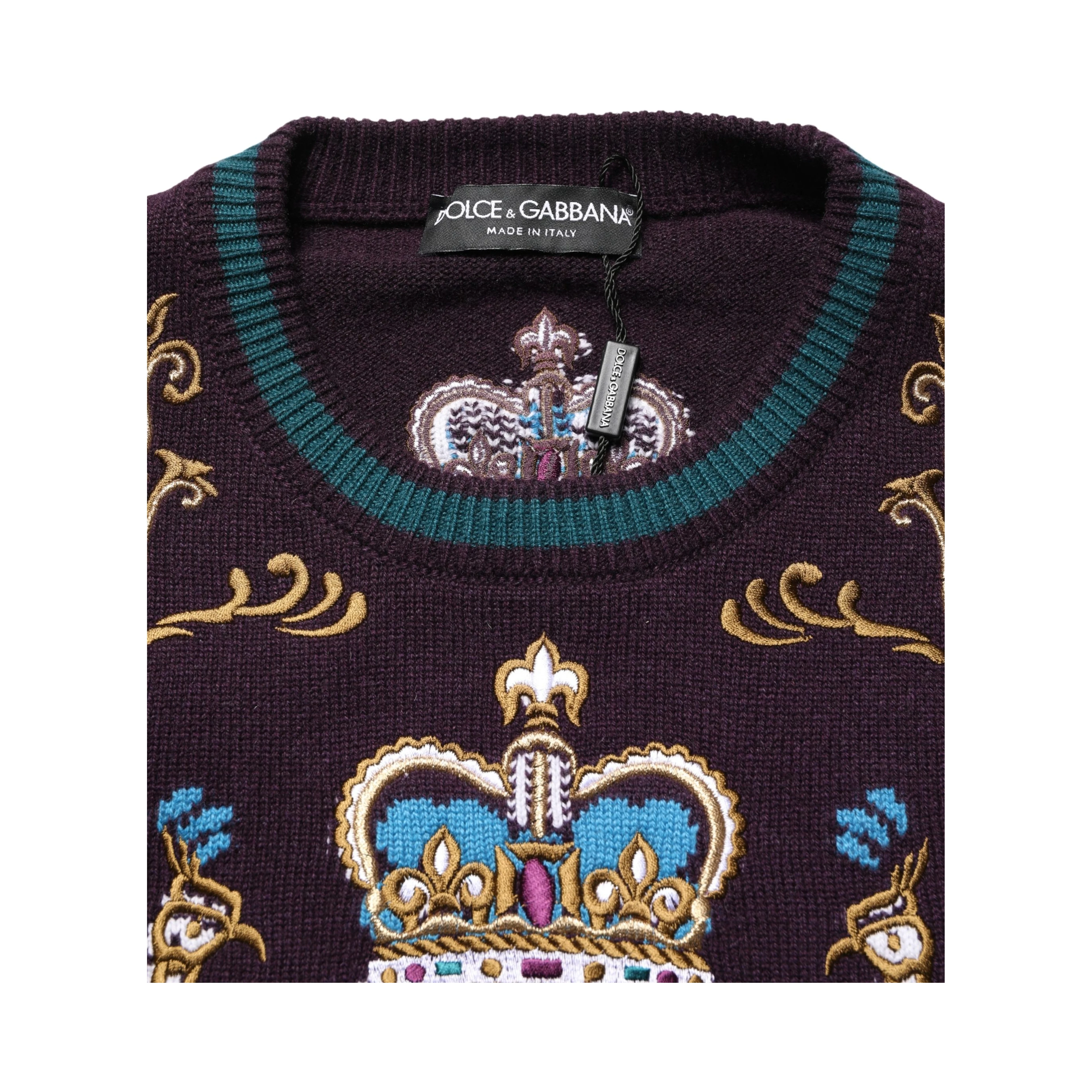 Bordeaux Cashmere Crown Embroidered Sweater