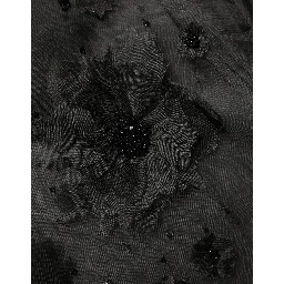Black Floral Applique Sheer Short Sleeve Shirt