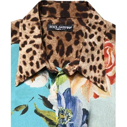 Multicolor Floral Animal Print Collared Shirt
