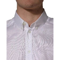 White Cotton Short Sleeves Button Down Shirt