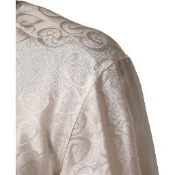 White Silk Long Sleeve Tonal Logo Print Shirt