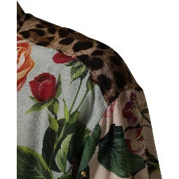 Multicolor Floral Animal Print Collared Shirt