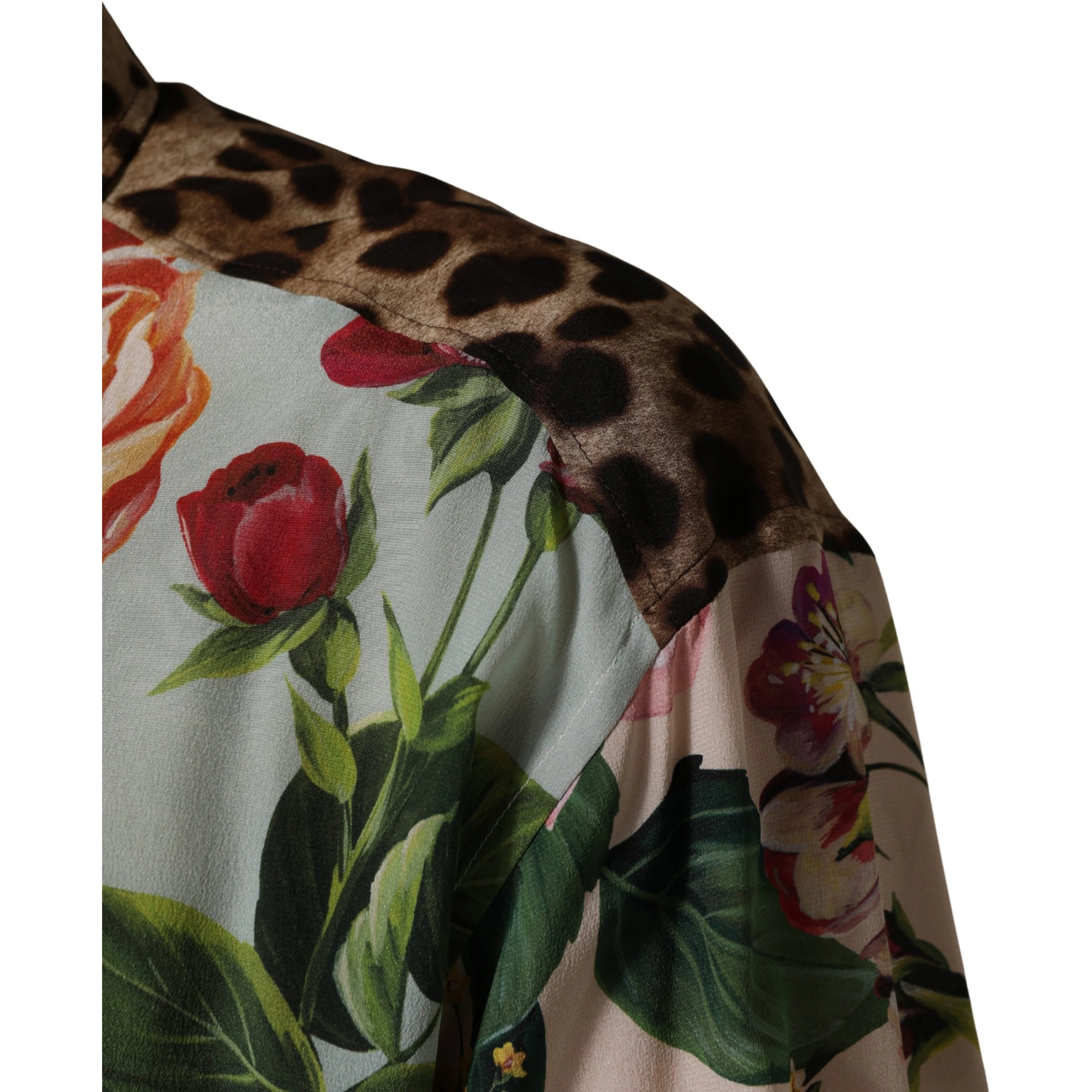 Multicolor Floral Animal Print Collared Shirt