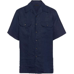 Blue Linen Shortsleeve Shirt