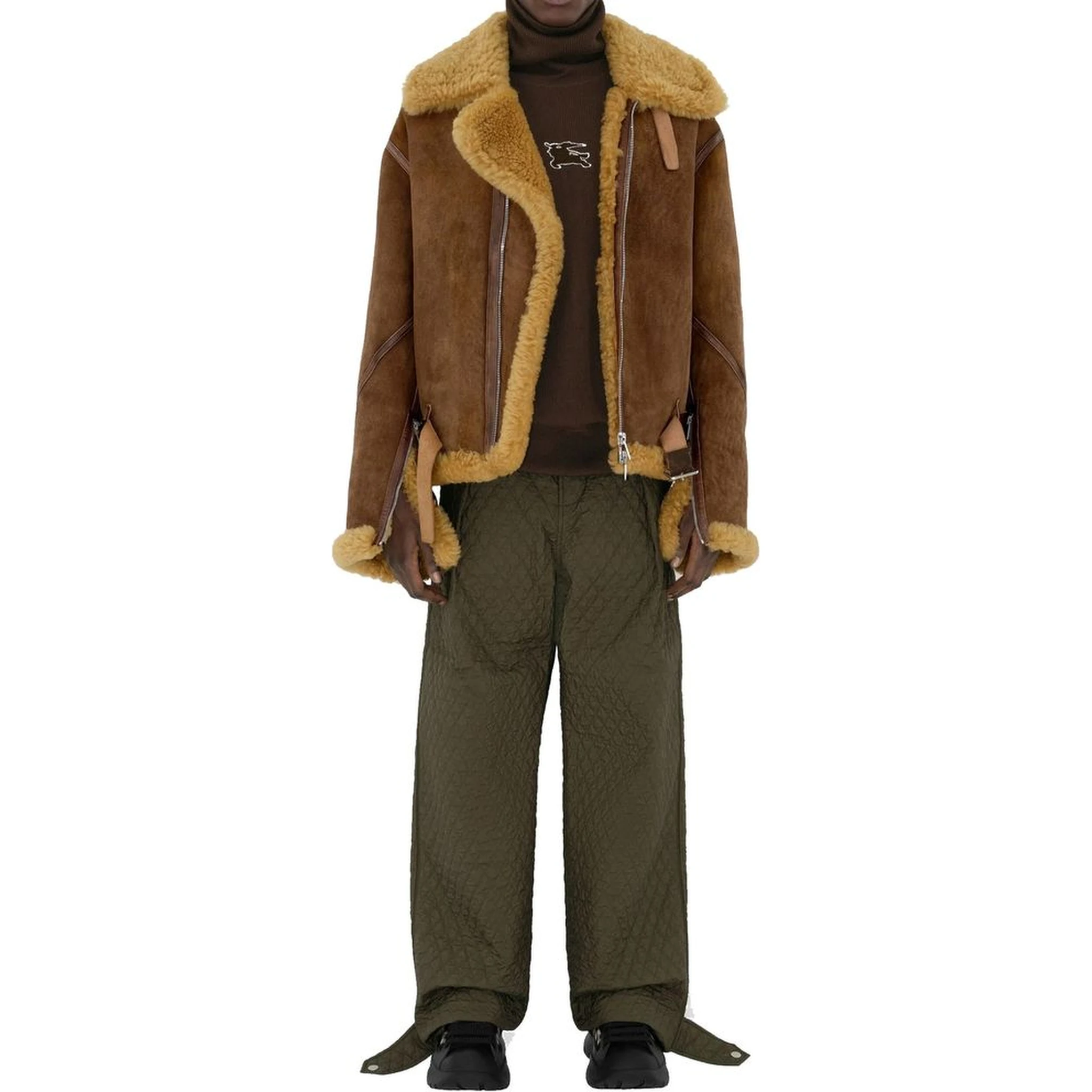 Bicolor Polyamide Casual Pants