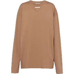 Brown Cotton Long Sleeve T-Shirt