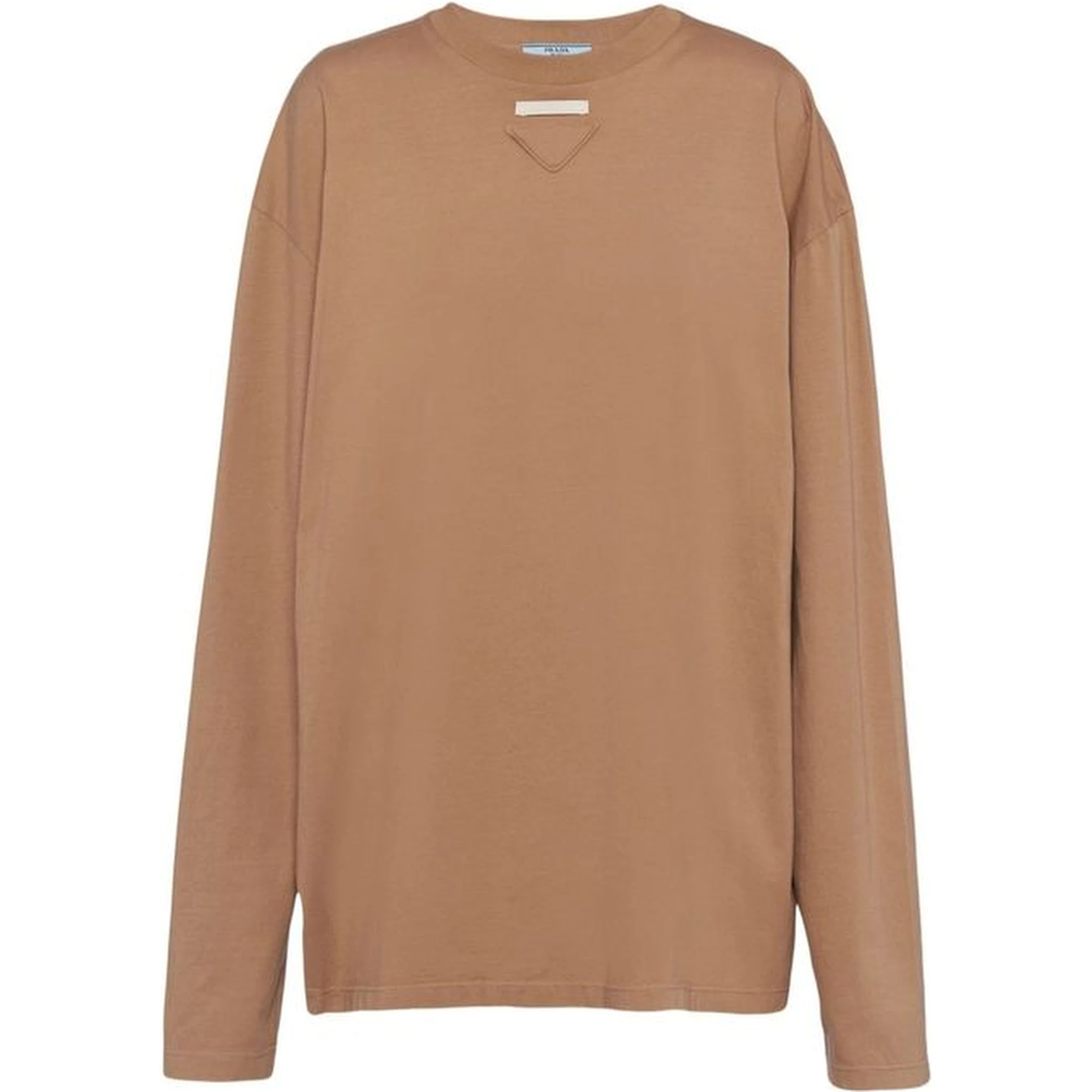 Brown Cotton Long Sleeve T-Shirt