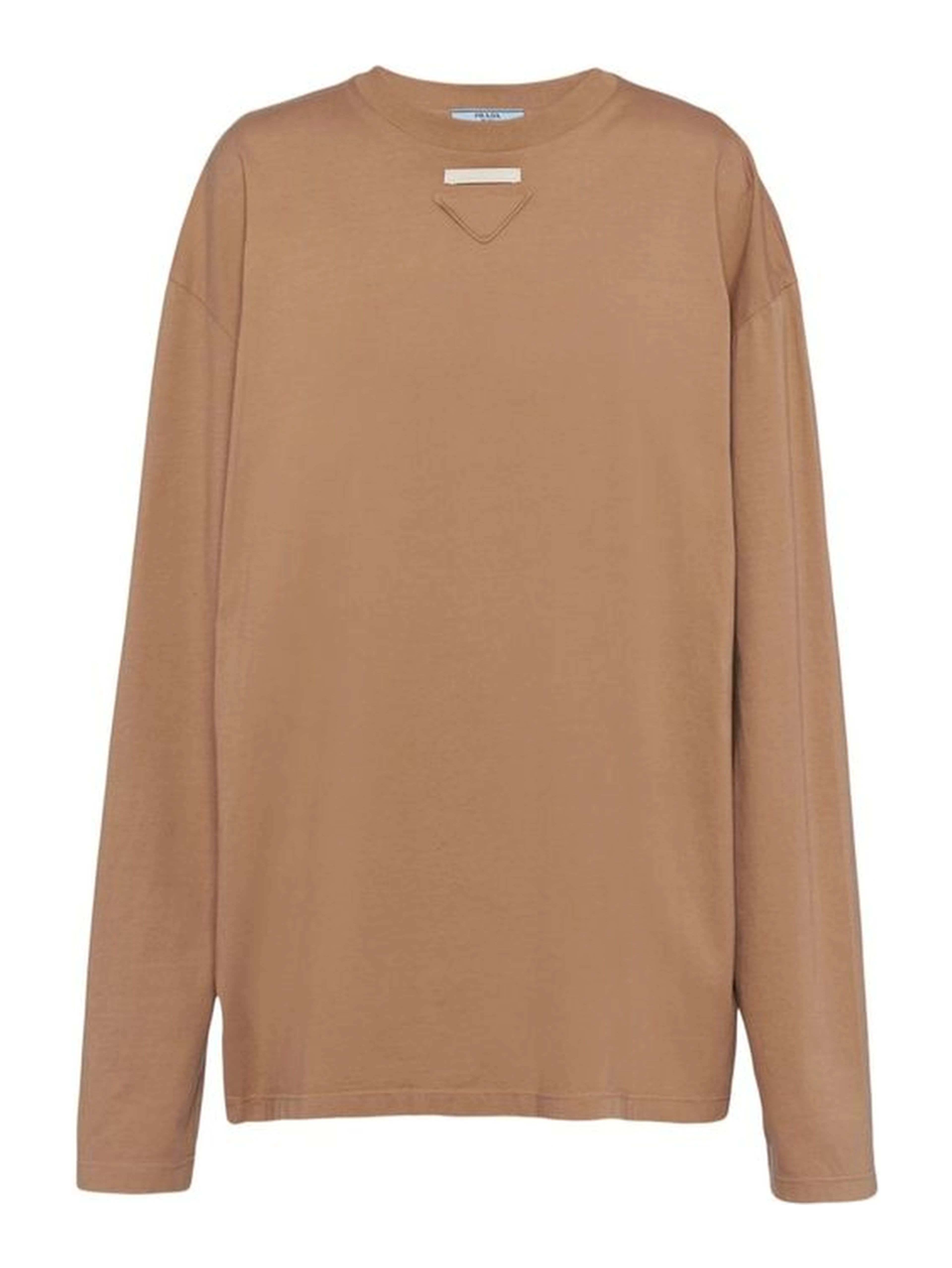 Brown Cotton Long Sleeve T-Shirt
