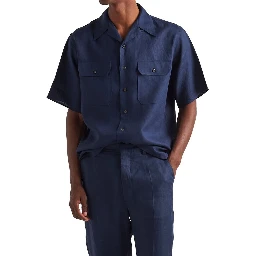 Blue Linen Shortsleeve Shirt