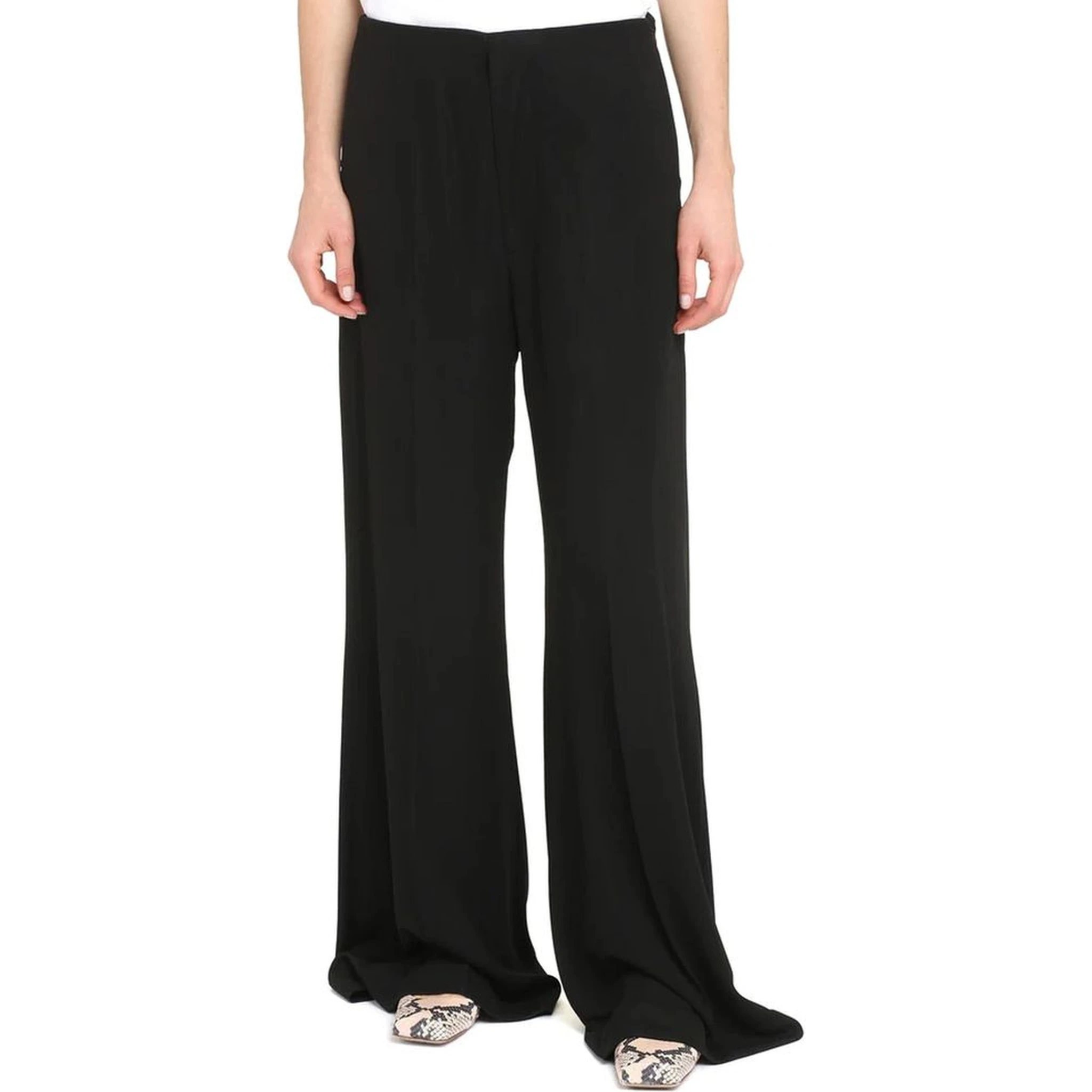 Black Viscose Casual Pants