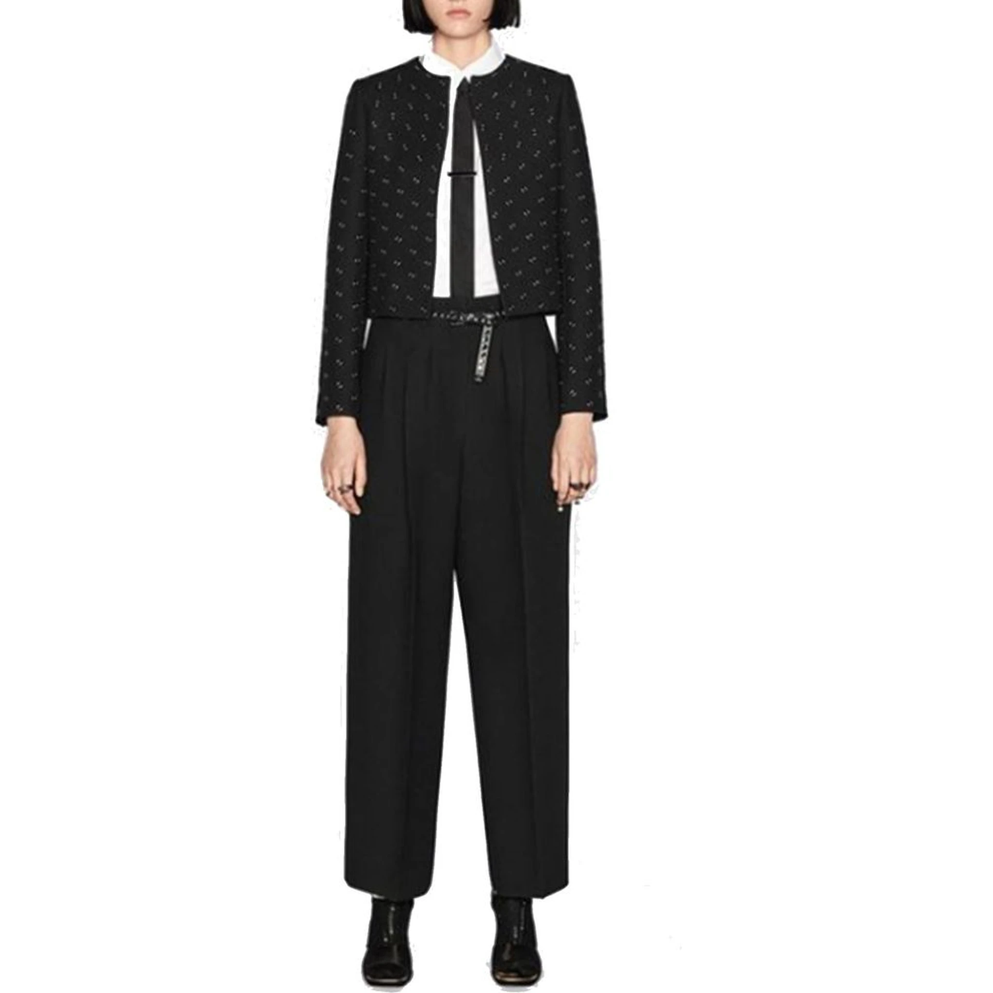 Black Wool Casual Pants