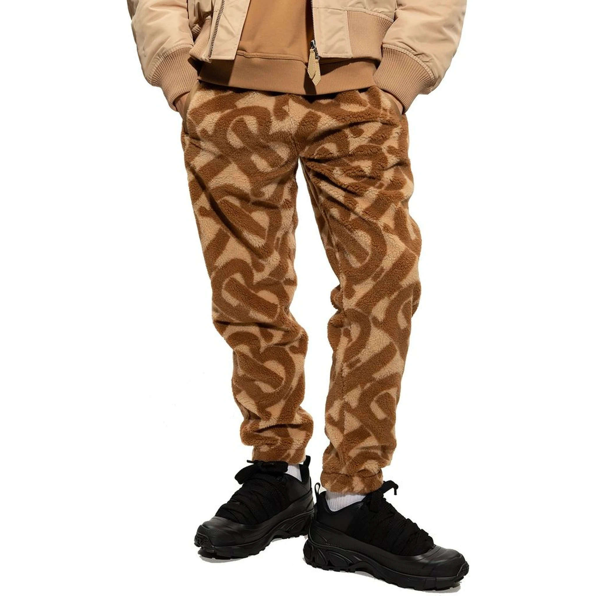 Brown Polyester Casual Pants