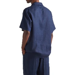 Blue Linen Shortsleeve Shirt