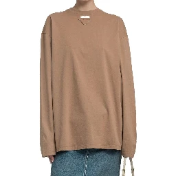 Brown Cotton Long Sleeve T-Shirt