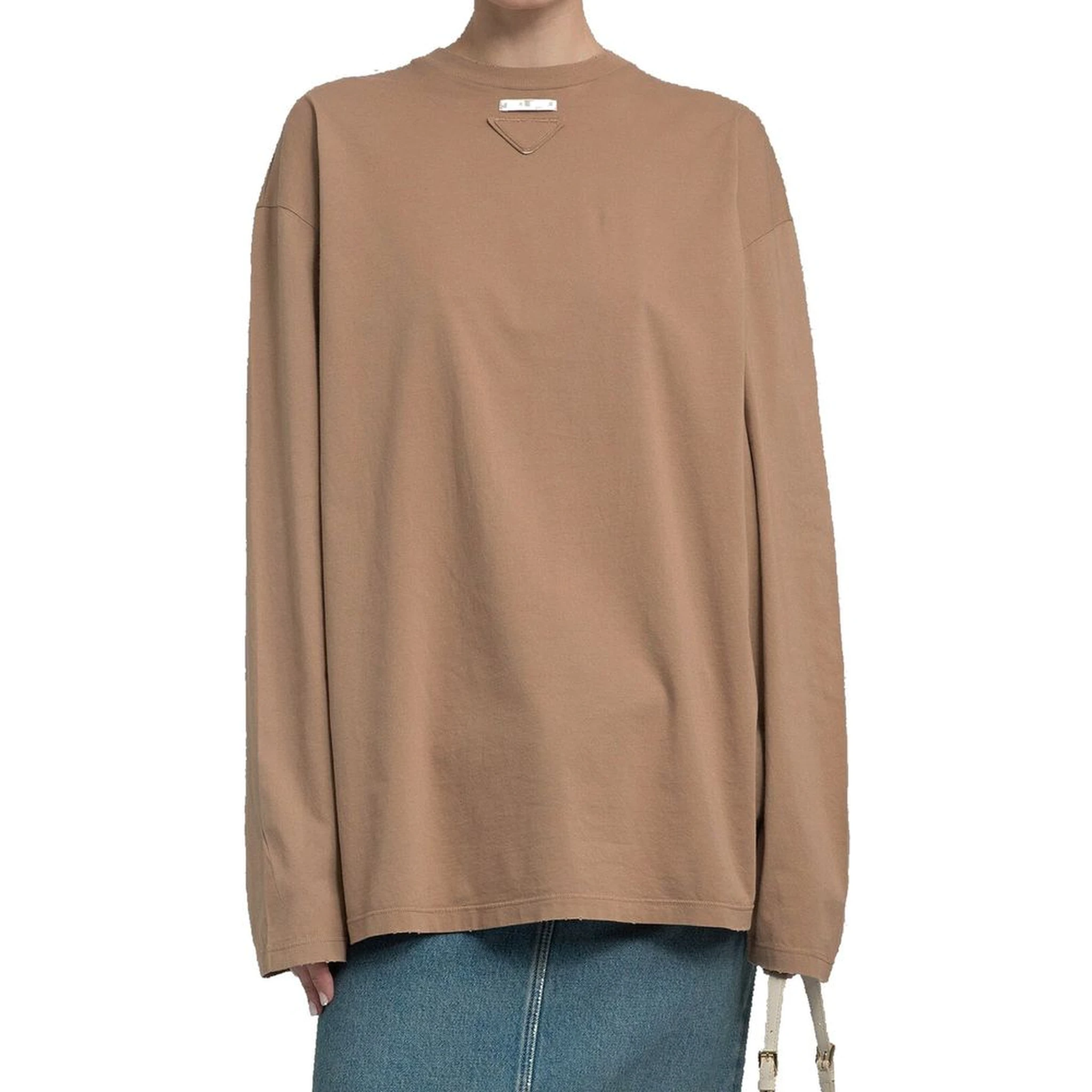 Brown Cotton Long Sleeve T-Shirt