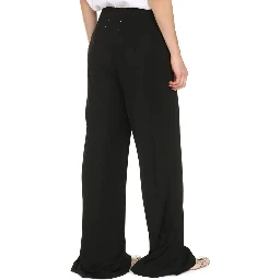 Black Viscose Casual Pants