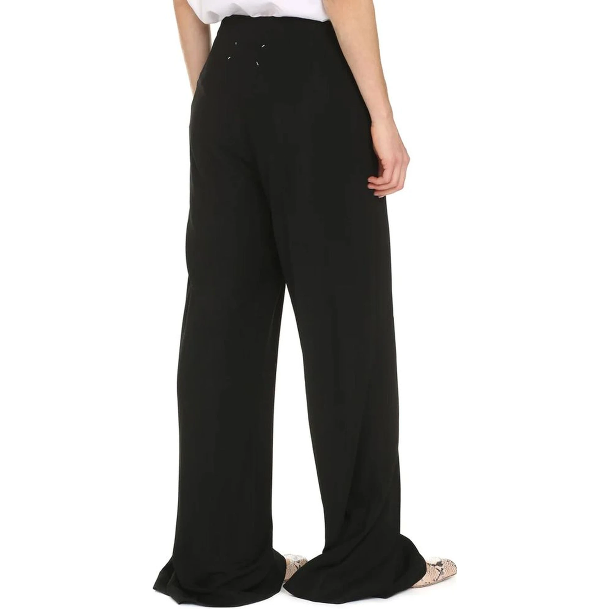 Black Viscose Casual Pants