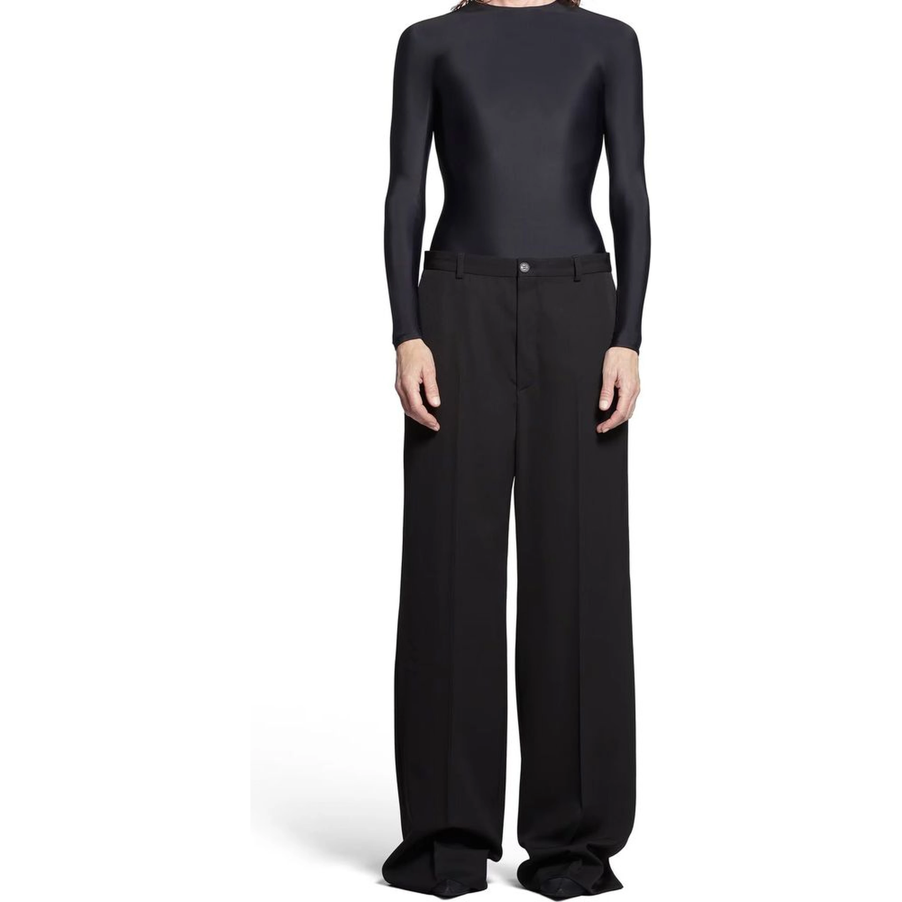 Black Wool Flared Pants
