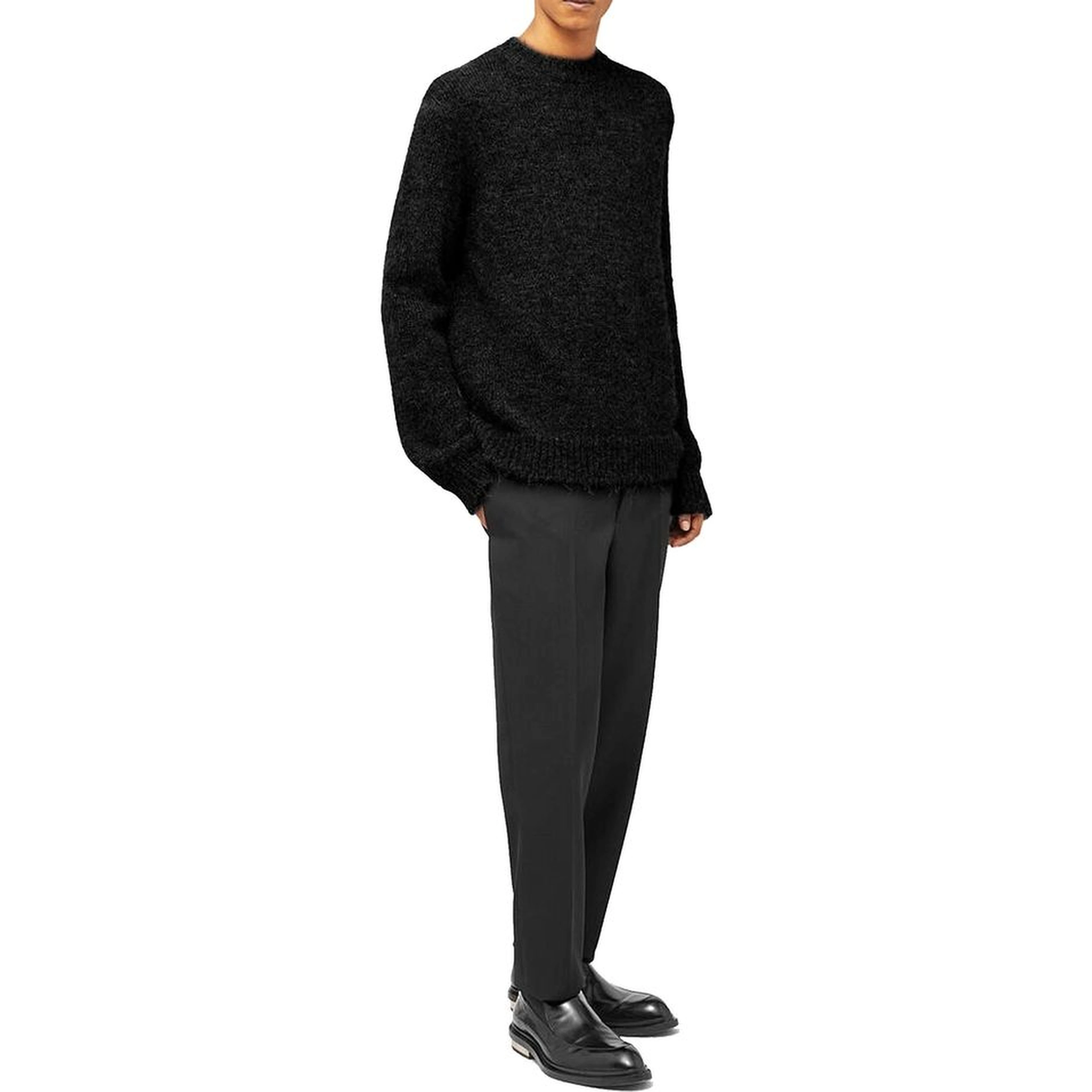 Black Alpaca Leather Sweater