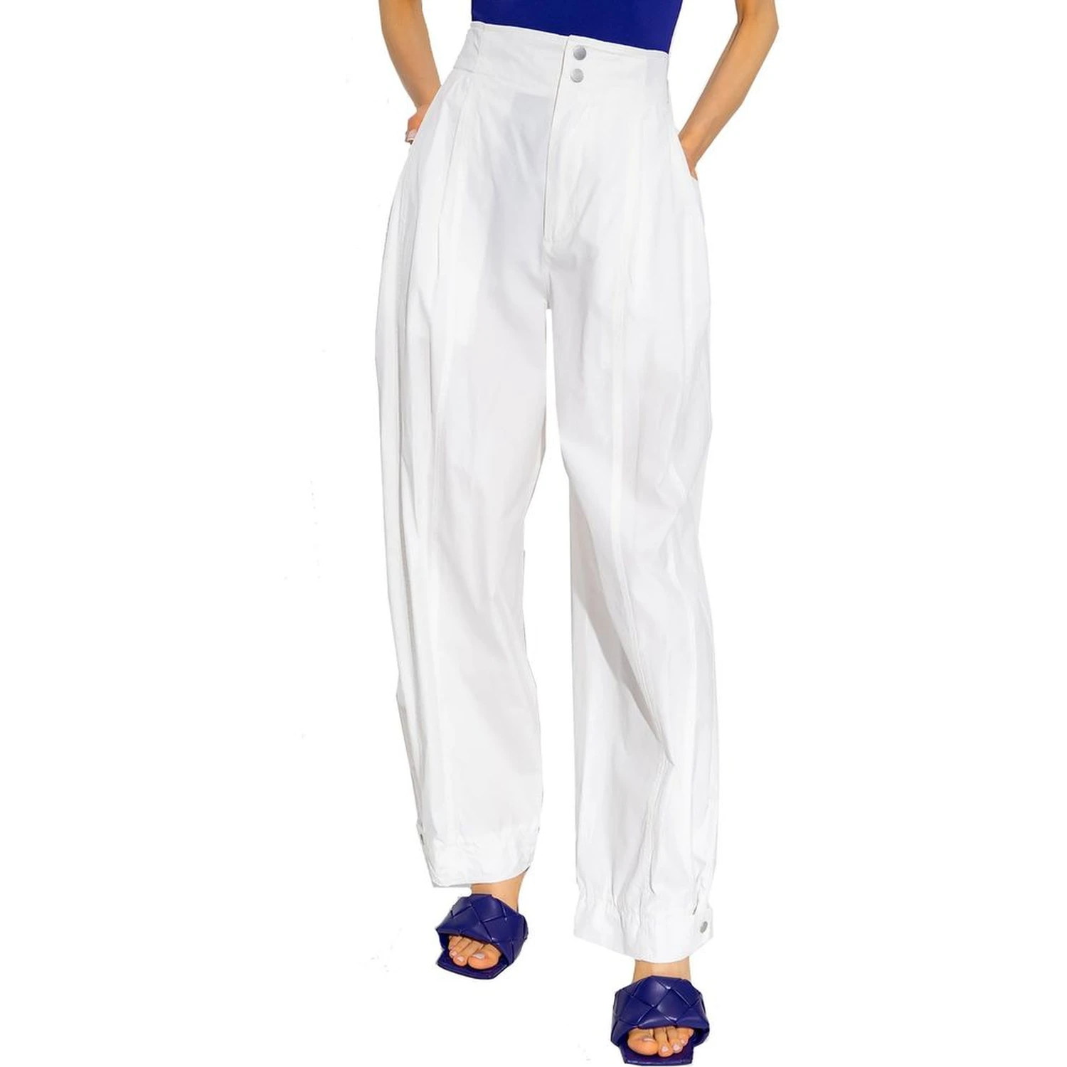 White Cotton Casual Pants