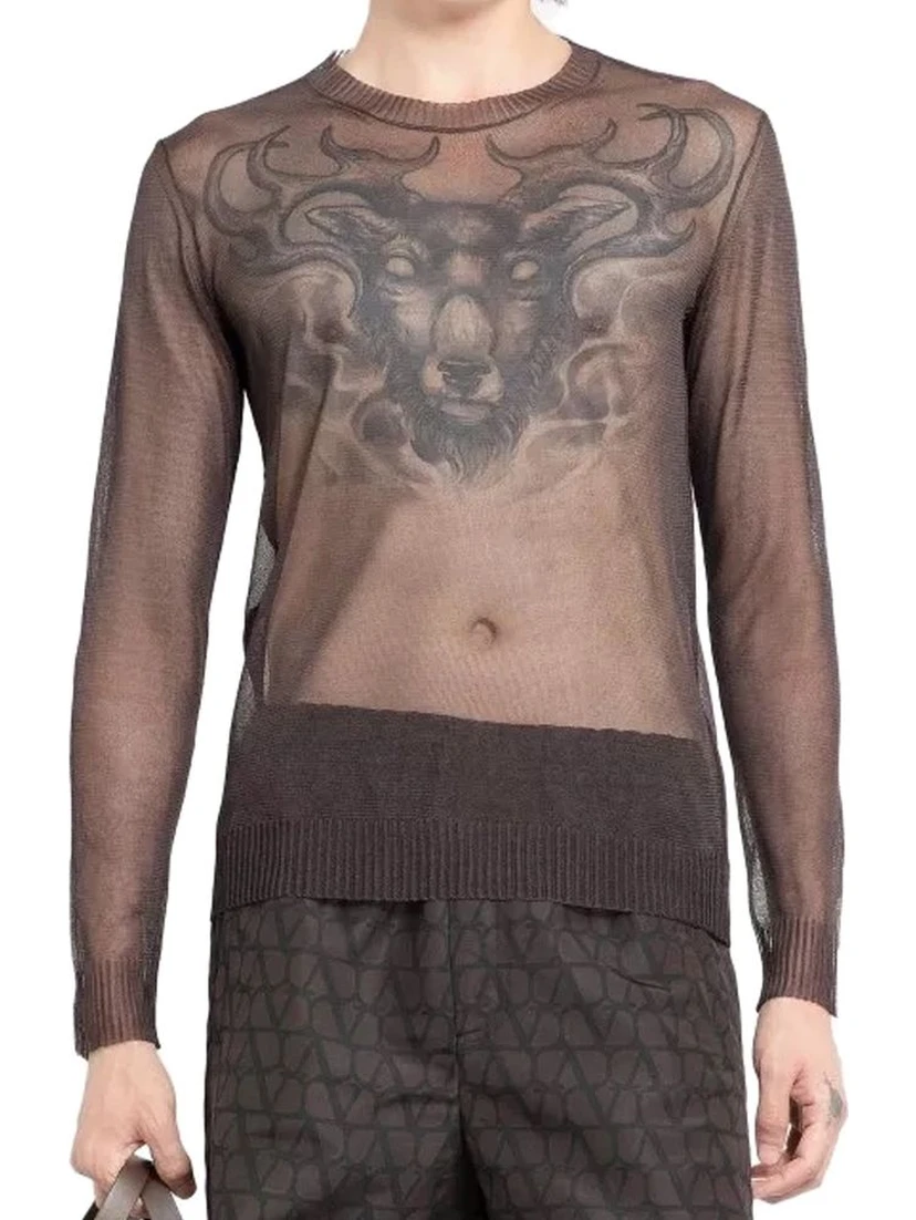 سويت شيرت حريري بني