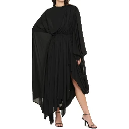 فستان أسود كاجوال من الإيلاستين