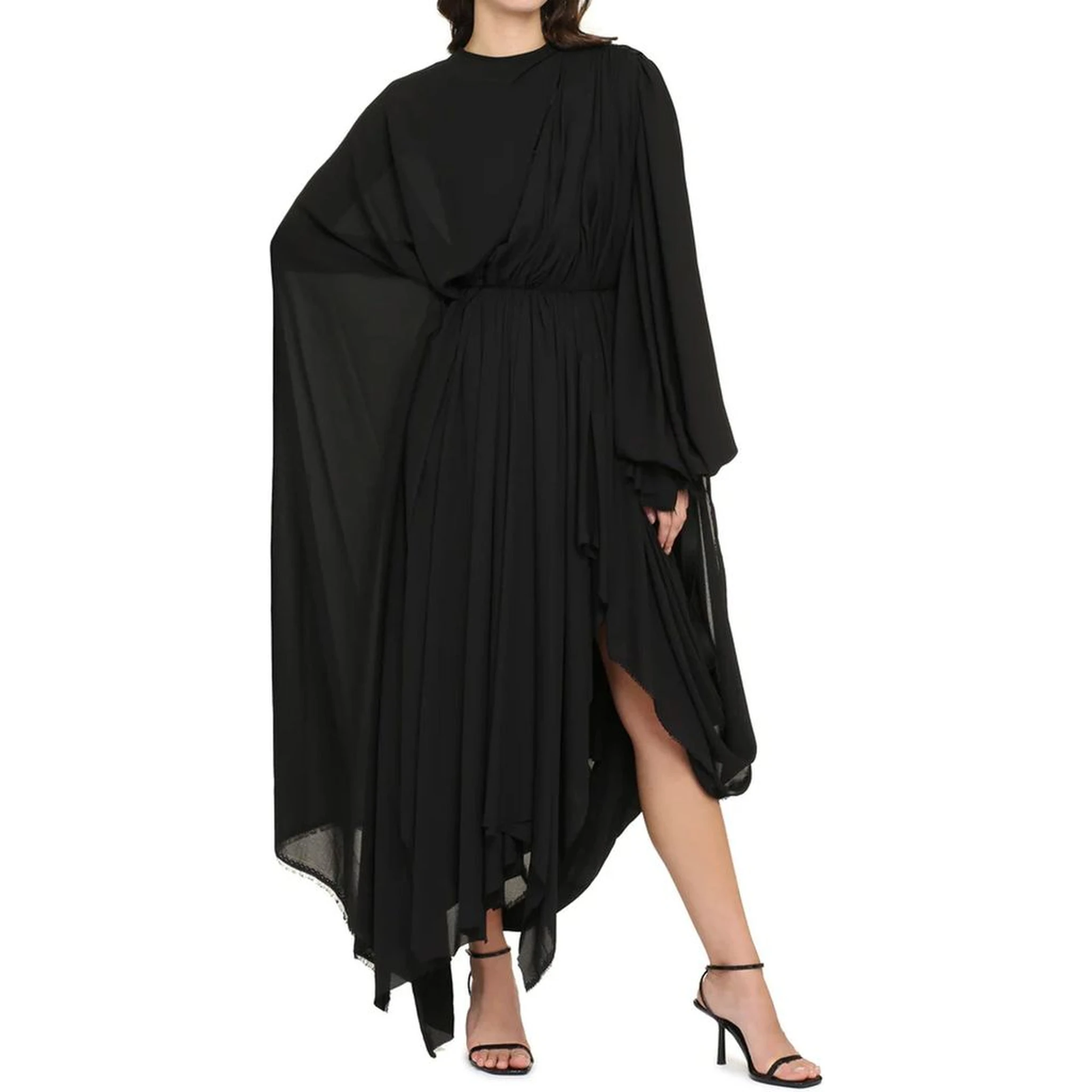 فستان أسود كاجوال من الإيلاستين