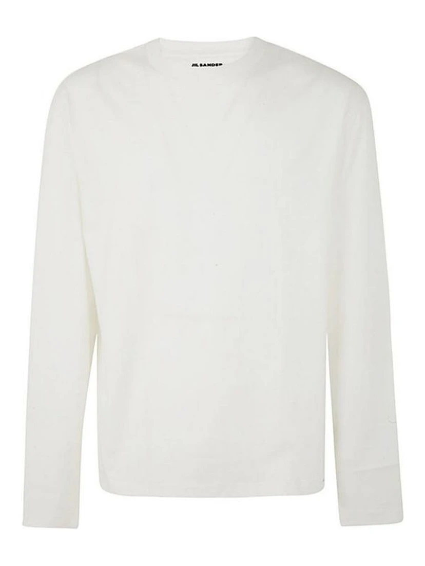 White Cotton Long Sleeve T-Shirt