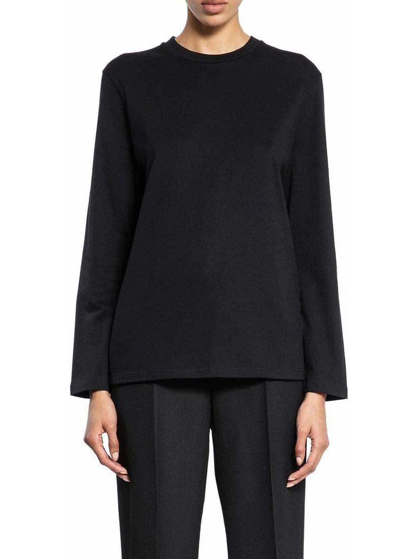 Black Cotton Long Sleeve T-Shirt