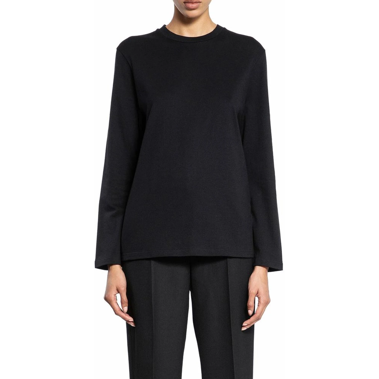 Black Cotton Long Sleeve T-Shirt