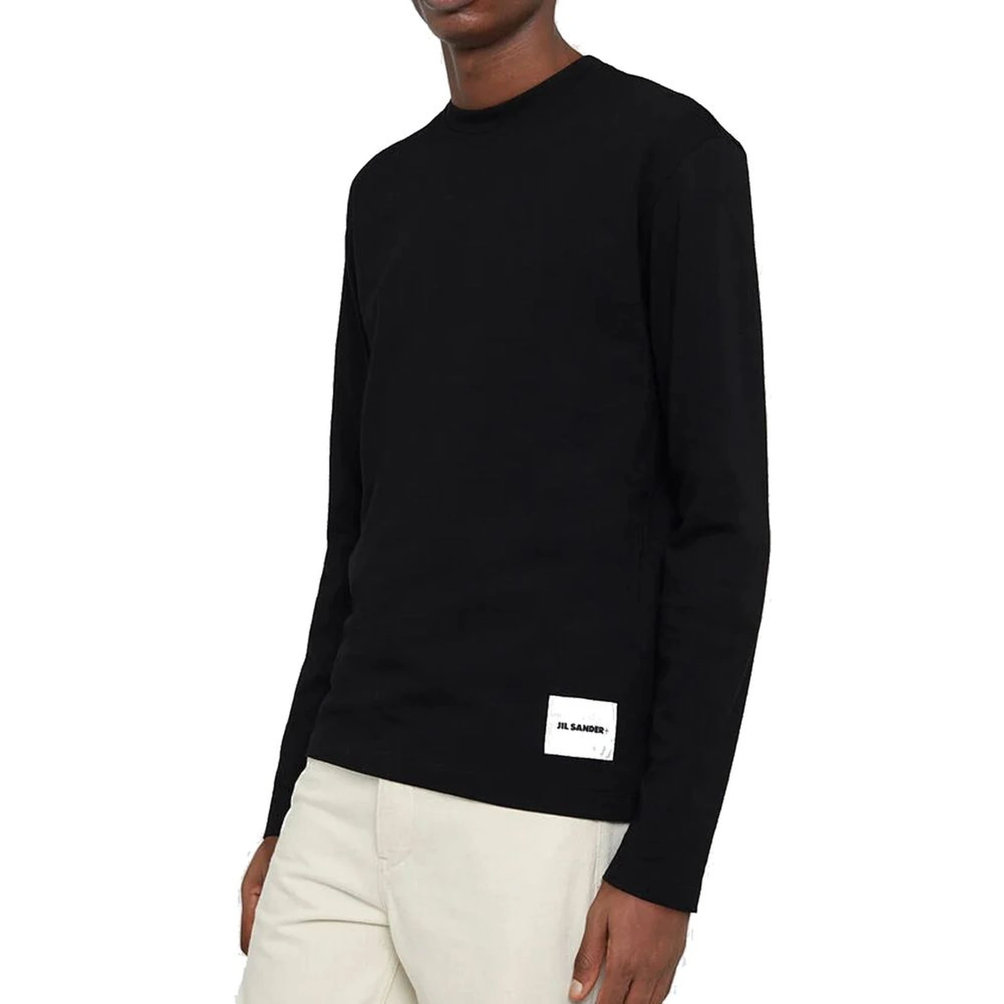 Black Cotton Long Sleeve T-Shirt