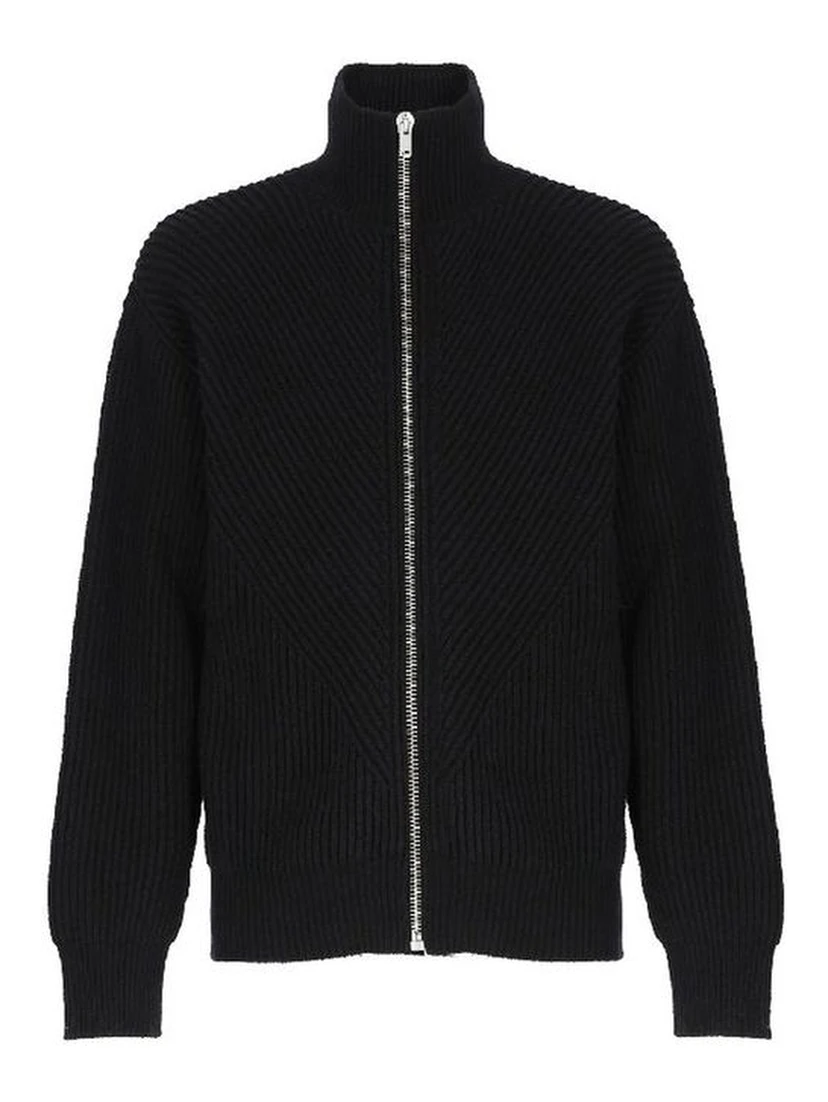 Black Alpaca Leather Cardigan