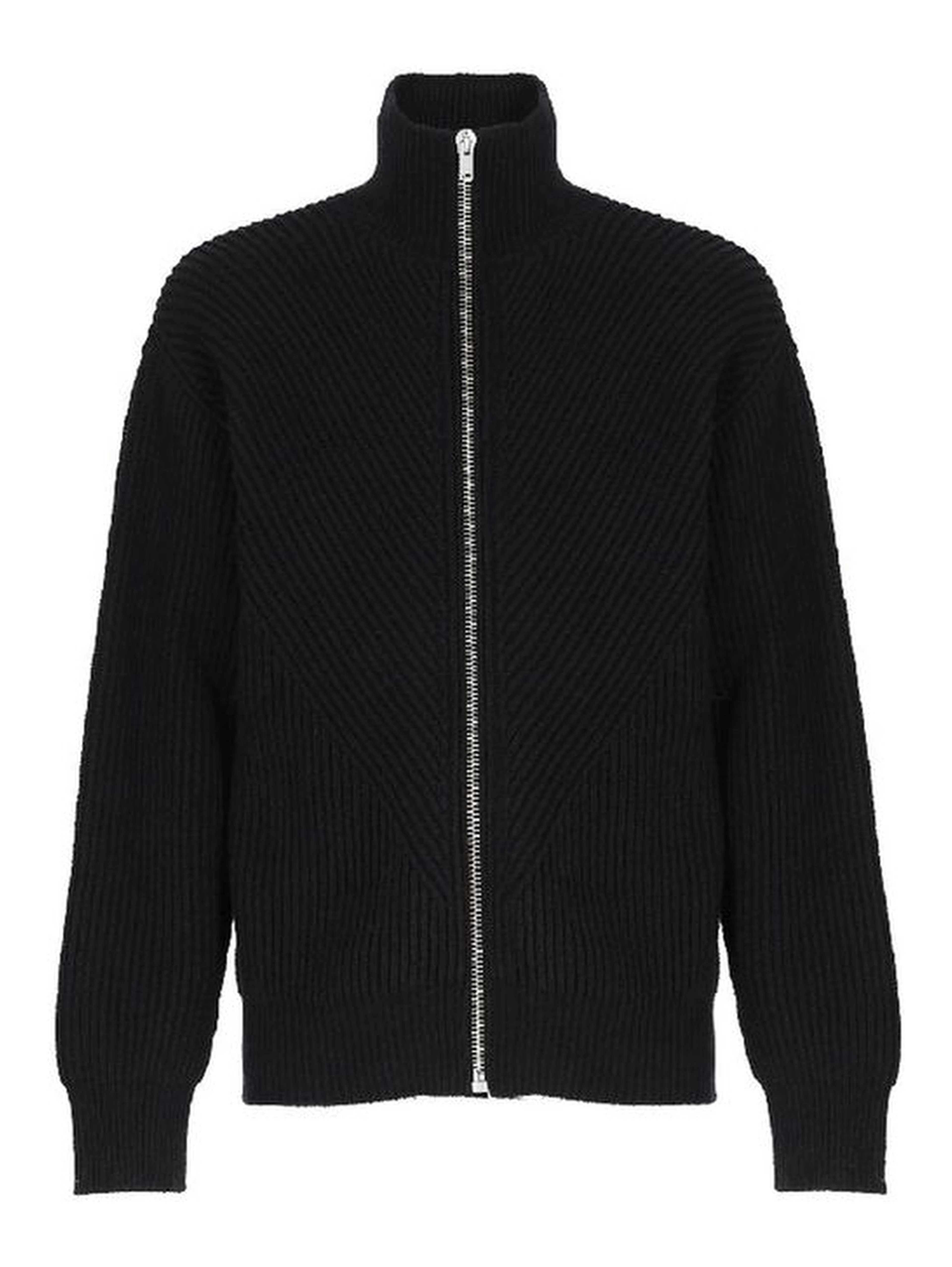 Black Alpaca Leather Cardigan