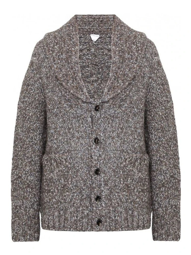 Gray Alpaca Leather Cardigan