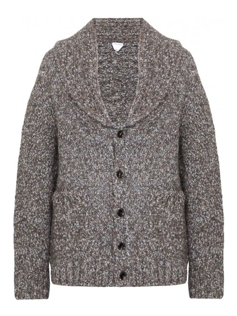 Gray Alpaca Leather Cardigan