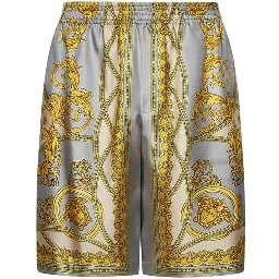 Gray Silk Bermuda Shorts