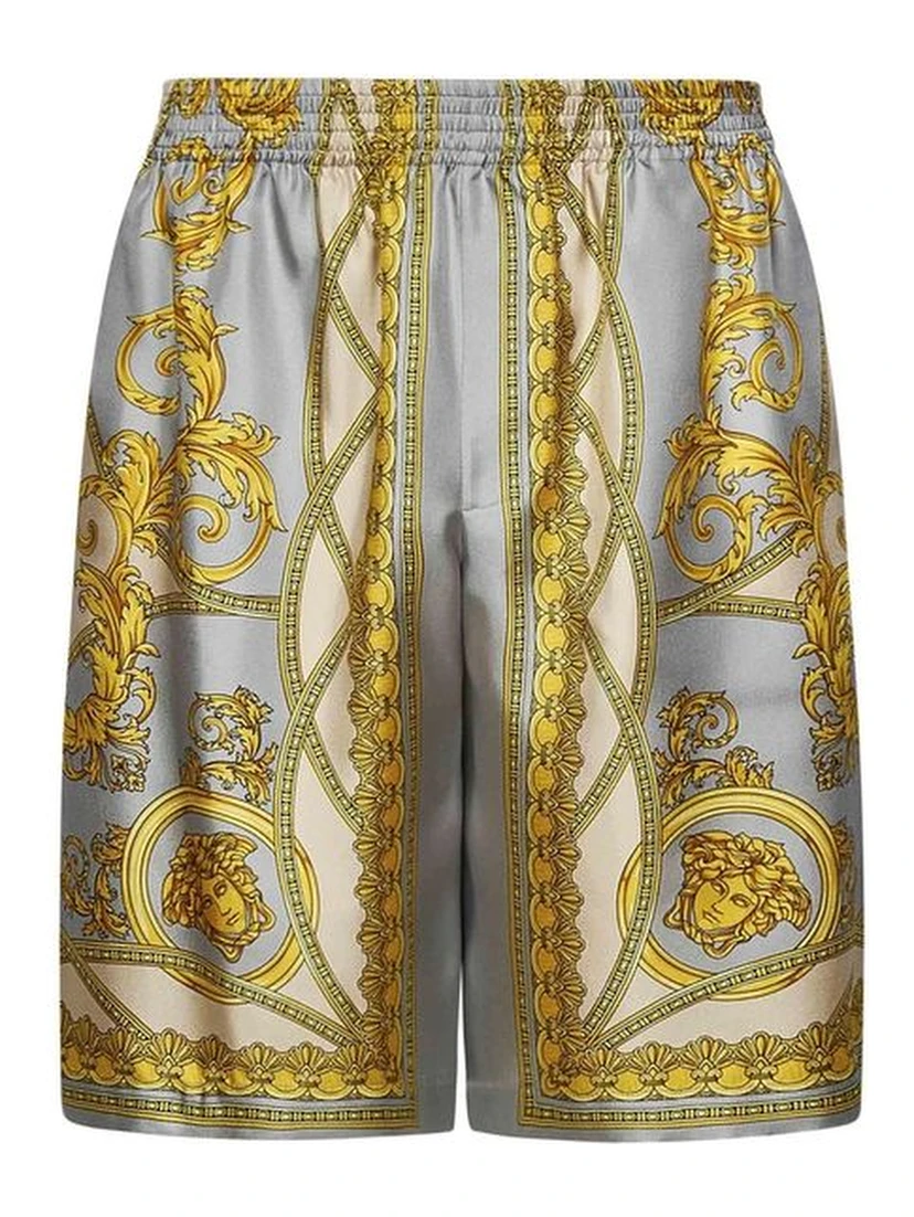 Gray Silk Bermuda Shorts