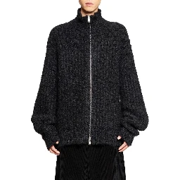 Black Alpaca Leather Cardigan