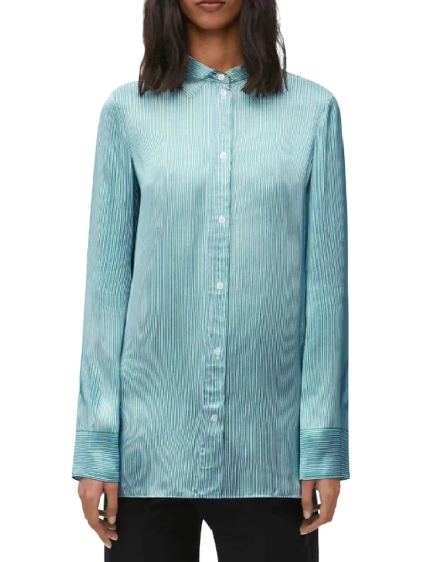 Blue Silk Pattern Shirt