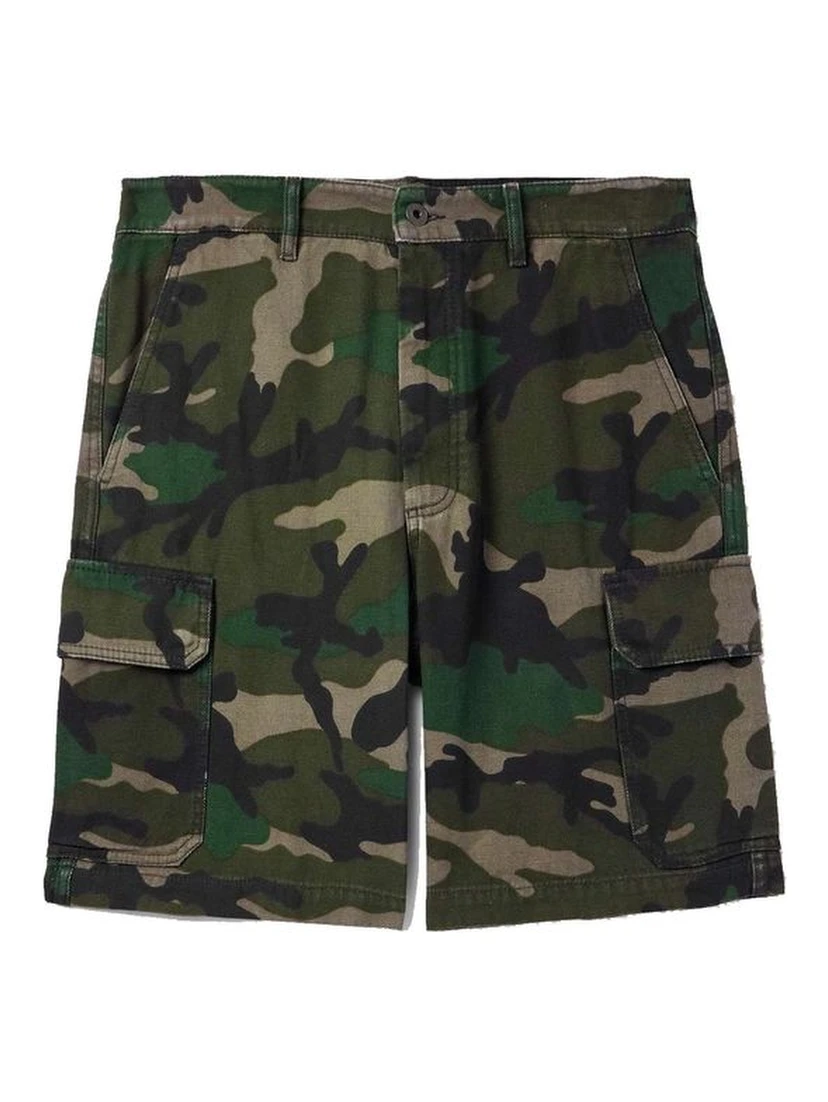 Bicolor Cotton Cargo Shorts