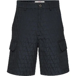 Blue Cotton Cargo Shorts