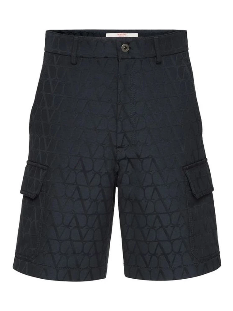 Blue Cotton Cargo Shorts